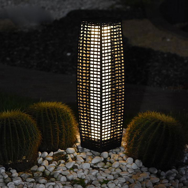 Rattan Solar Pillar Lantern,solar garden lighting,solar led landscape lighting 5