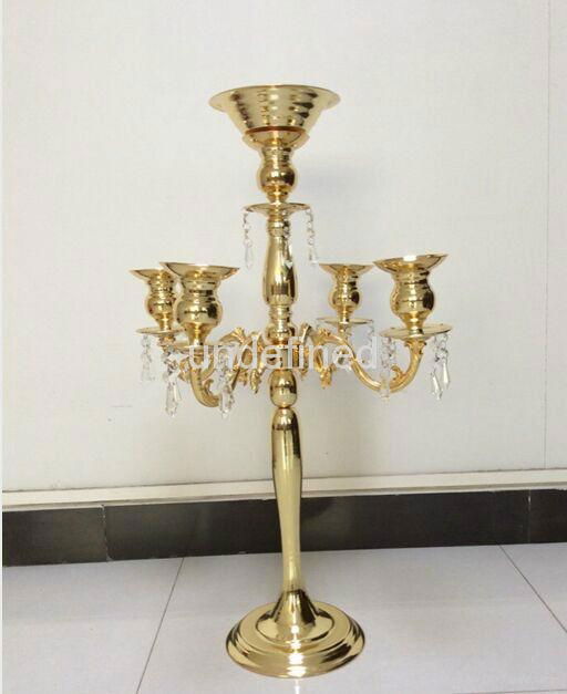 LARGE GOlDEN & SILVER WEDDING CRYSTAL CANDLE HOLDER 3