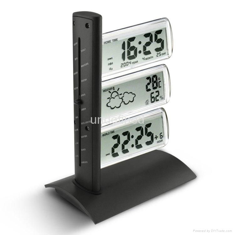Aluminium alloy Hardware alarm table clock with Weather forecast 2