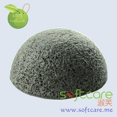 Half ball type 100% natural bamboo charcoal facial cleansing konjac sponge