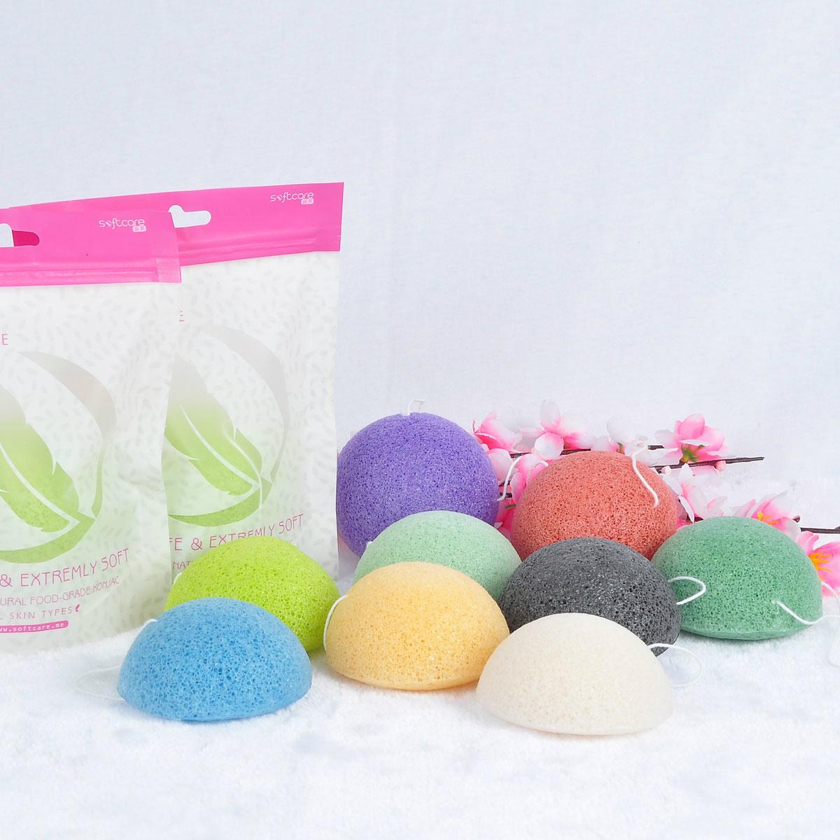 Half ball type 100% natural bamboo charcoal facial cleansing konjac sponge 4