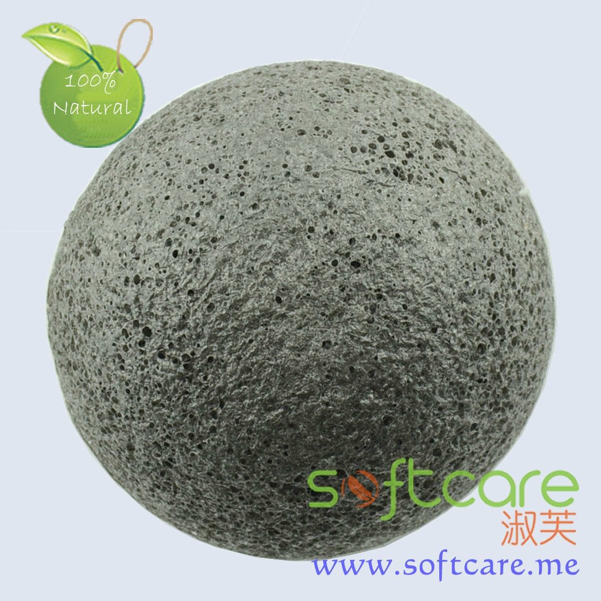 Half ball type 100% natural bamboo charcoal facial cleansing konjac sponge 3