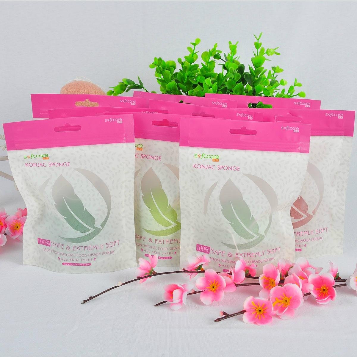 SOFTCARE round cake type 100% natural facial cleansing konjac sponge 5