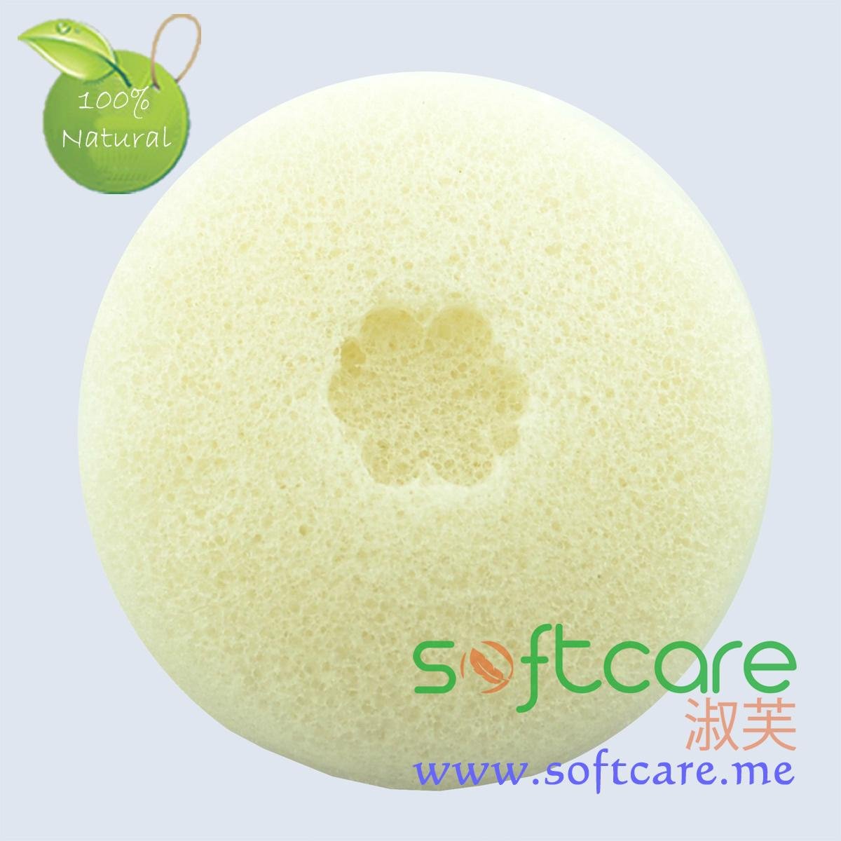 SOFTCARE round cake type 100% natural facial cleansing konjac sponge