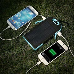  Dual usb 5000mah waterproof solar charger power bank with LED TORCH