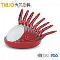 Big red pressed aluminum fry pan with ceramic coating china supplier 1