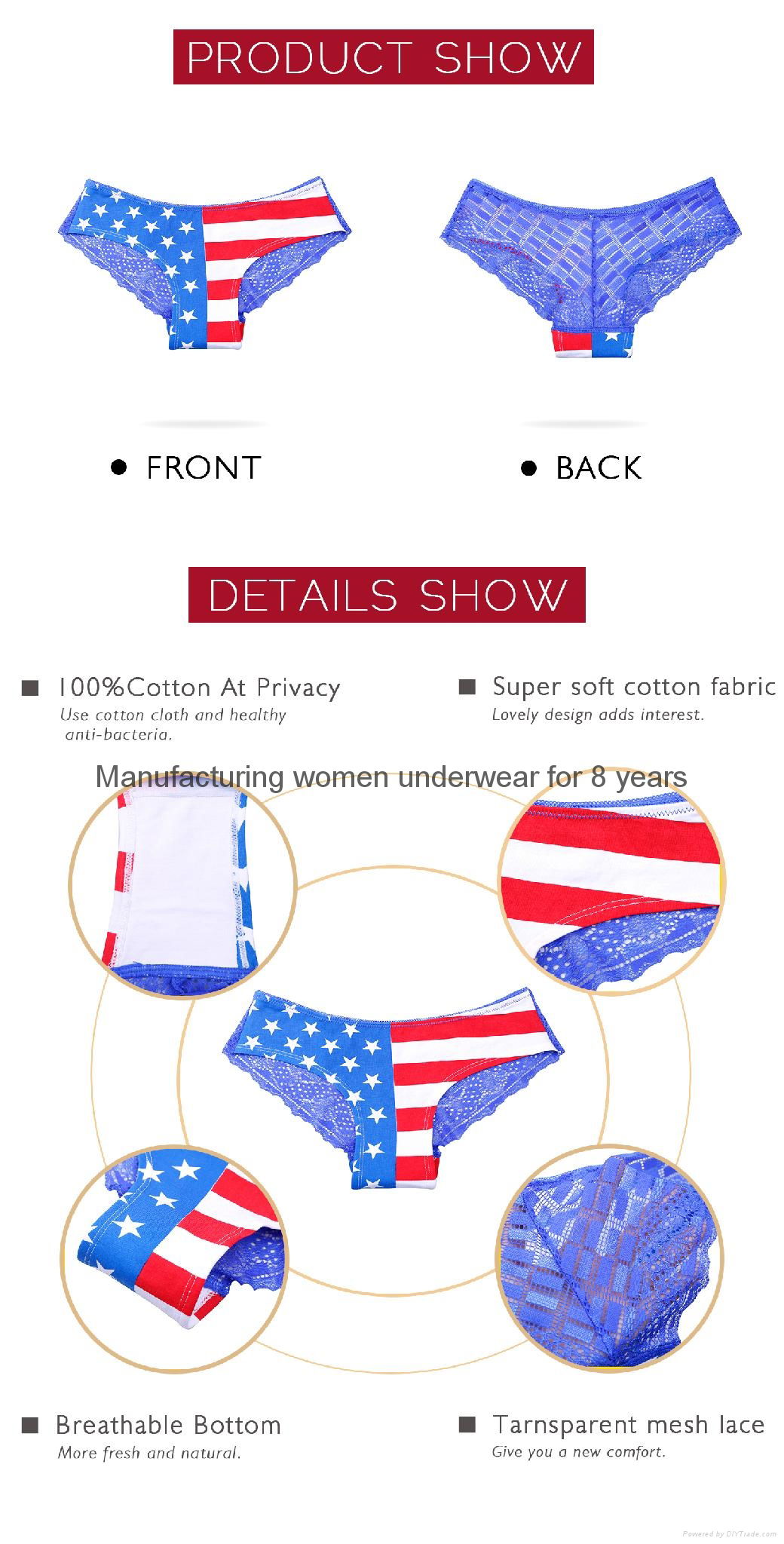 New girls lace underwear image the Star-Spangled Banner design sexy woman panty 5