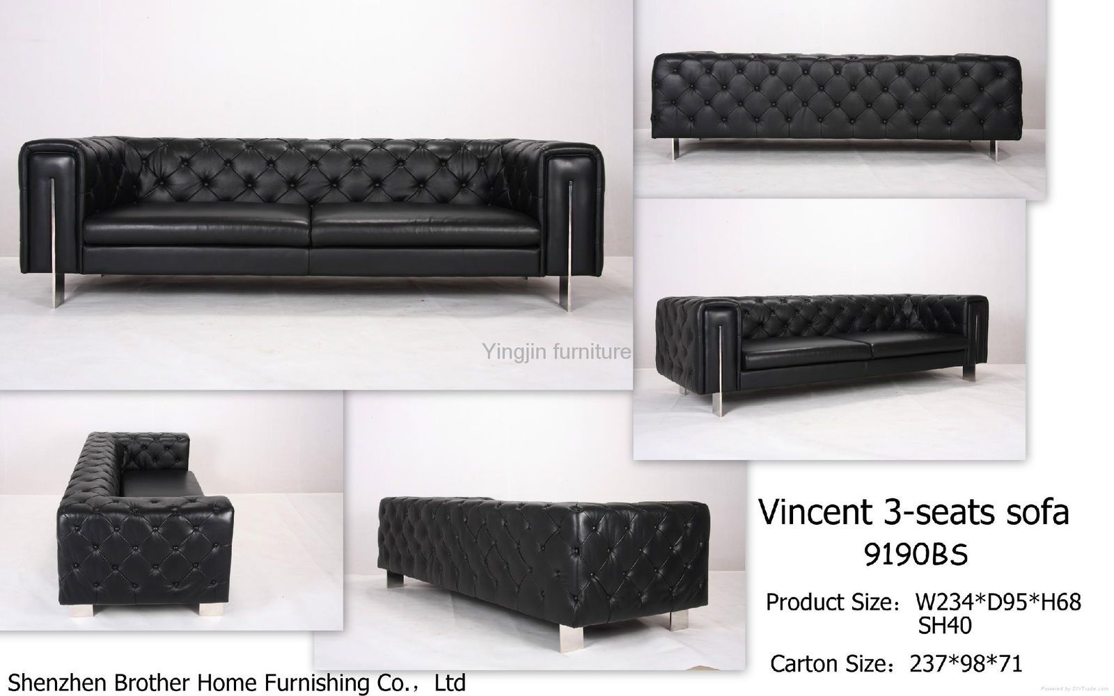 Vincent sofa 3 seats with stainless steel base