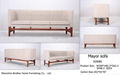 Danish 3 seats fabric mayor sofa with wood leg