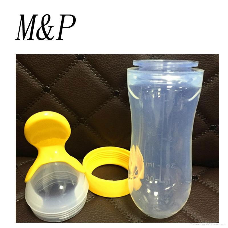  Reusable baby food pouch feeding squeeze silicone spout bottle with spoon  2
