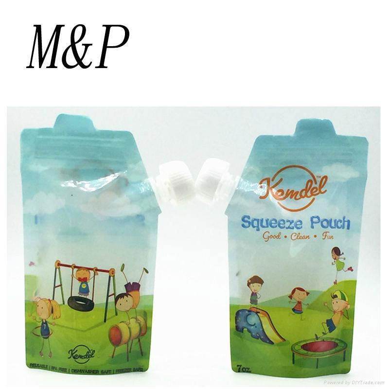 baby soft food spout pouch bag with cap 2