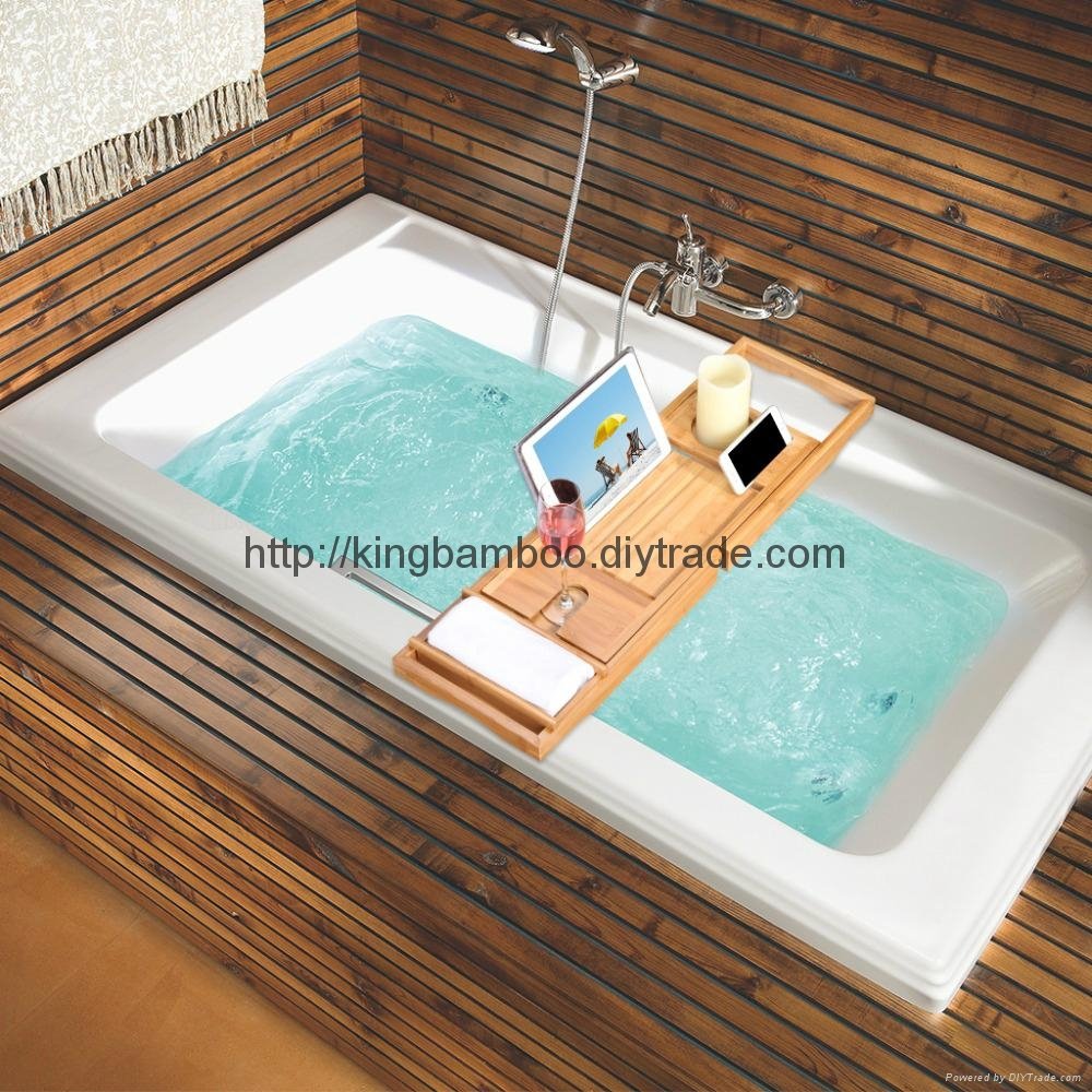Bamboo bath tray Shower caddy Bamboo bathtub caddy 5
