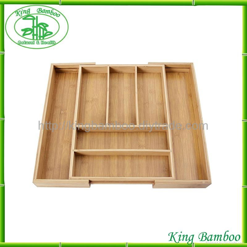 Bamboo cutlery tray expandable kitchen drawer organizer 2