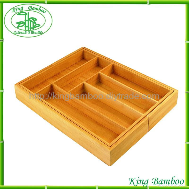 Bamboo cutlery tray expandable kitchen drawer organizer 3