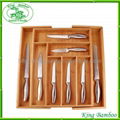 Bamboo cutlery tray expandable kitchen drawer organizer 1