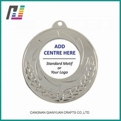 Custom Made Metal Sport Medal Shiny Silver Blank Insert Medal