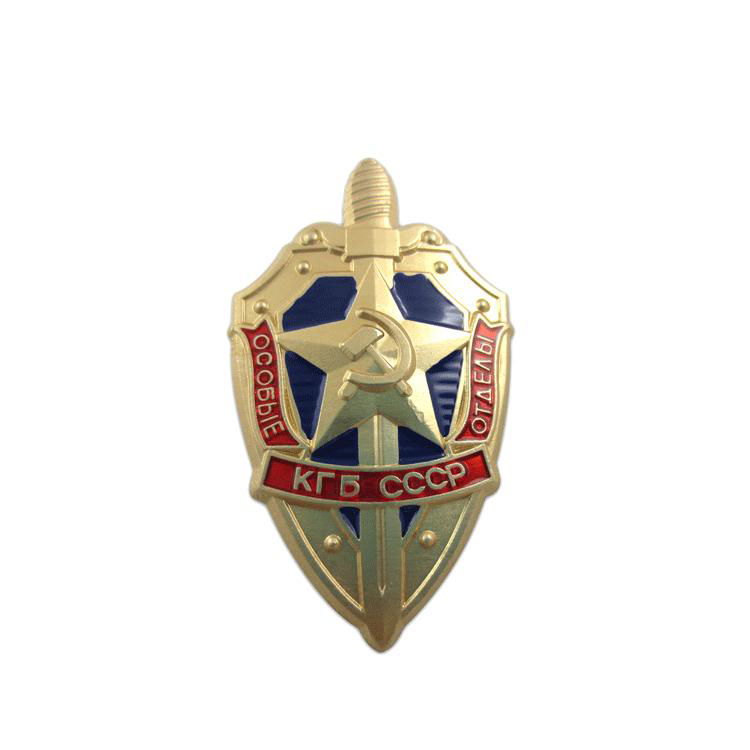 Antique Custom made gold logo military metal badge 4