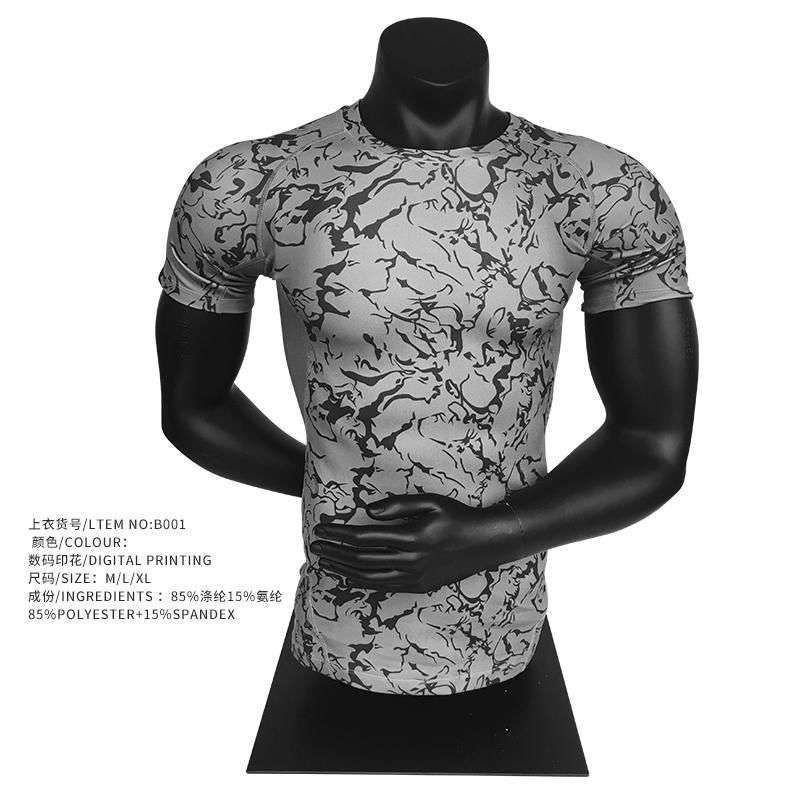 compression fitness tight top men T shirt mens athletic clothing active wear 5