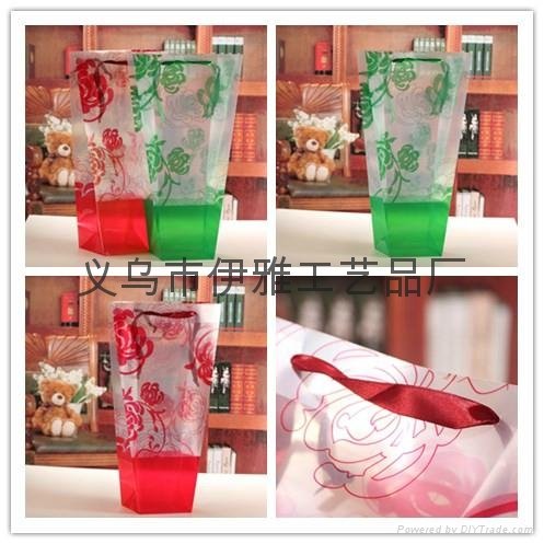 Flower Bag Gift Party Flower Wrapping Hand-Held Plastic PVC PP Gift Bag Floral P