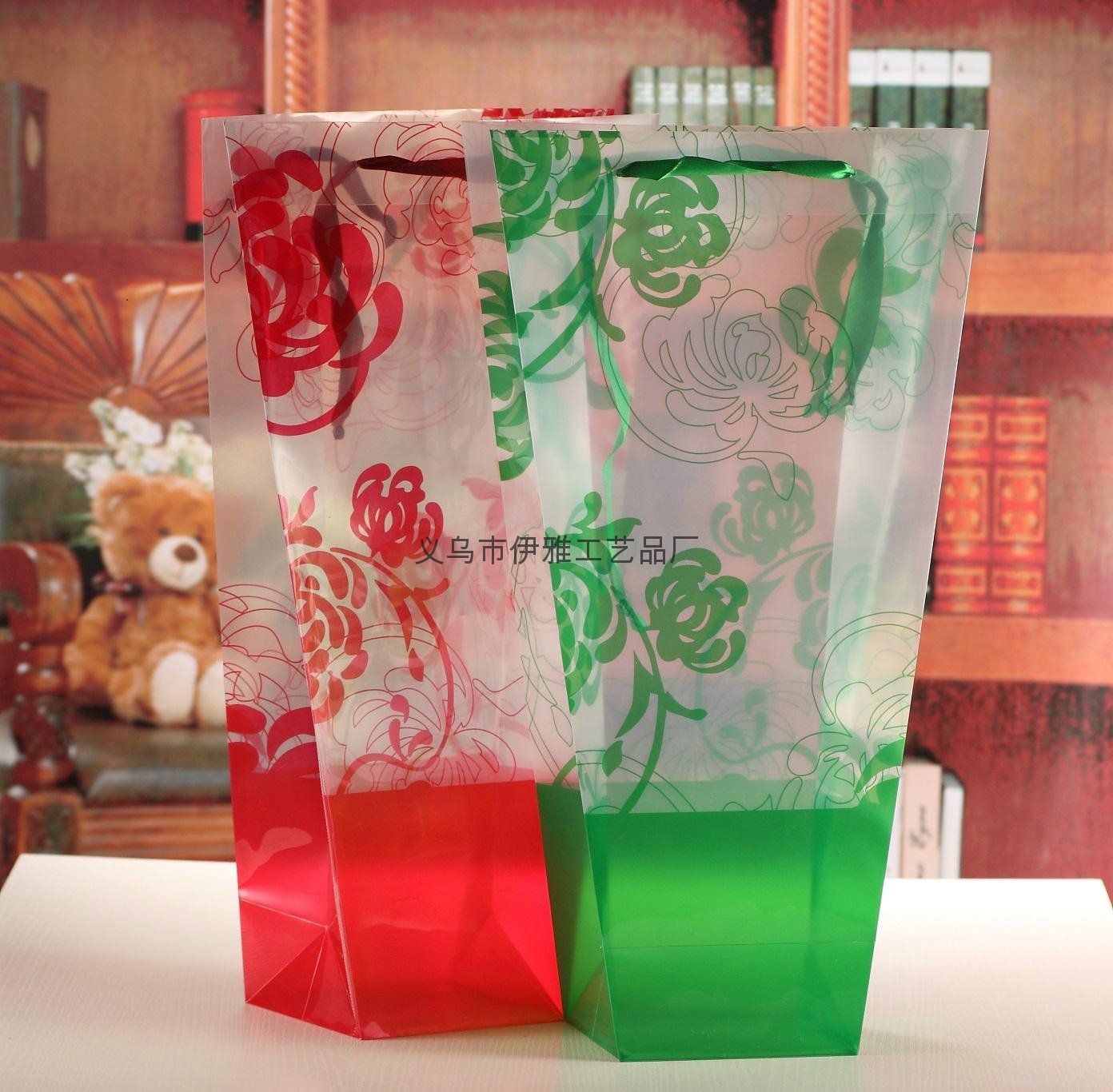 Flower Bag Gift Party Flower Wrapping Hand-Held Plastic PVC PP Gift Bag Floral P 4