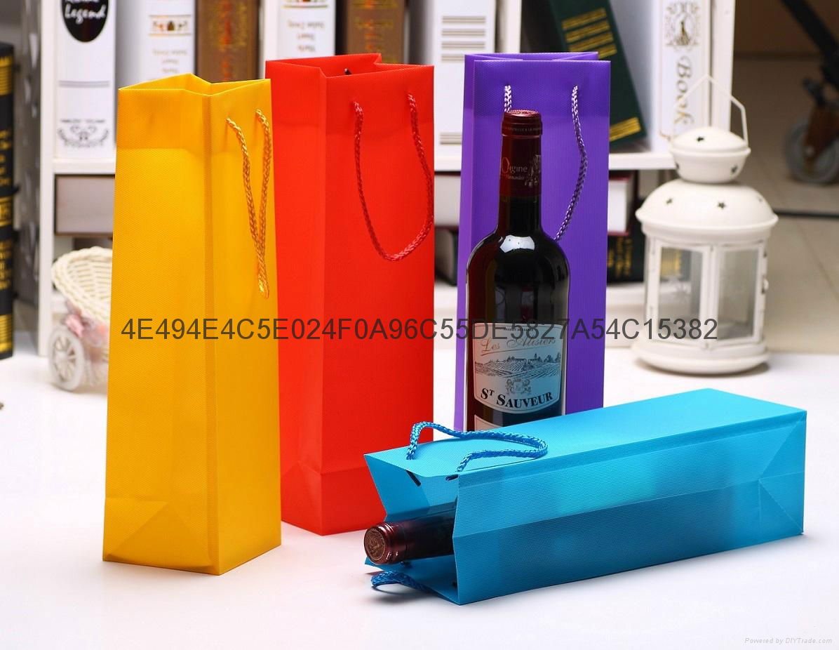 Fancy Waterproof Hexagonal Pattern Wine Gift Promotion Bag PP Plastic Jute Bag  2