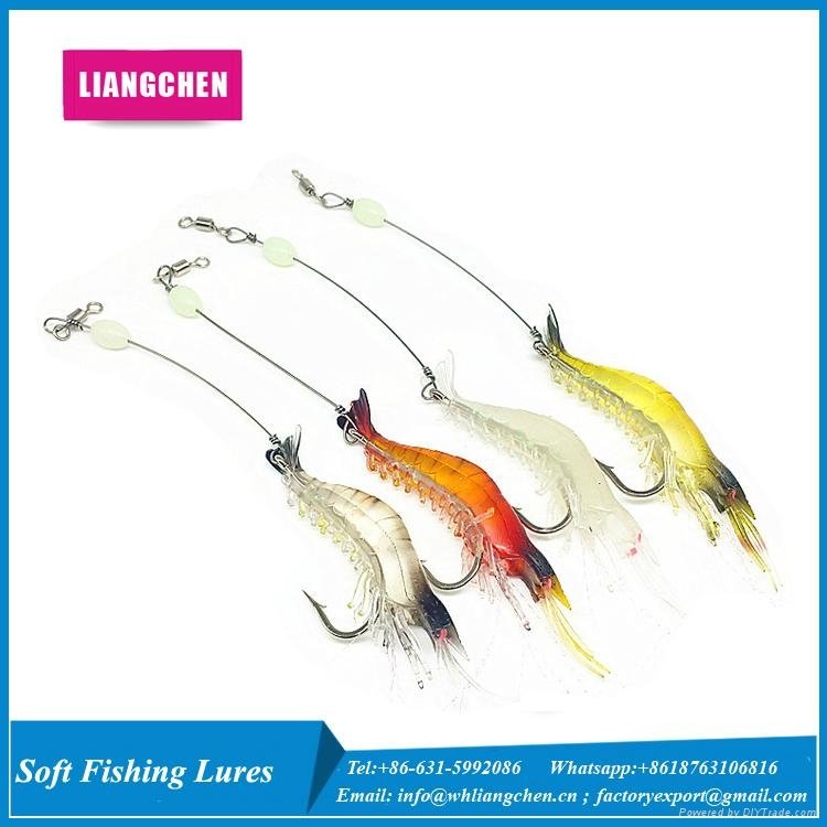  Free Shipping 9.5cm 6g Soft Lure Shrimp Luminous Prawn Bait 