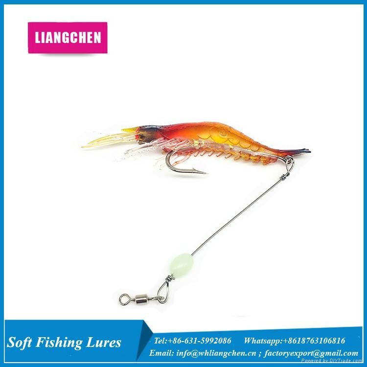  Free Shipping 9.5cm 6g Soft Lure Shrimp Luminous Prawn Bait  2