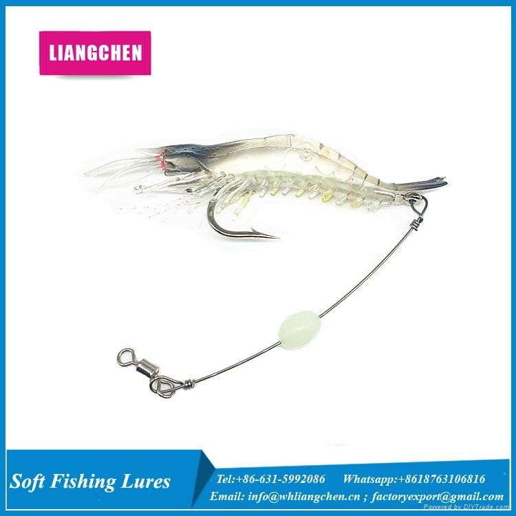  Free Shipping 9.5cm 6g Soft Lure Shrimp Luminous Prawn Bait  3