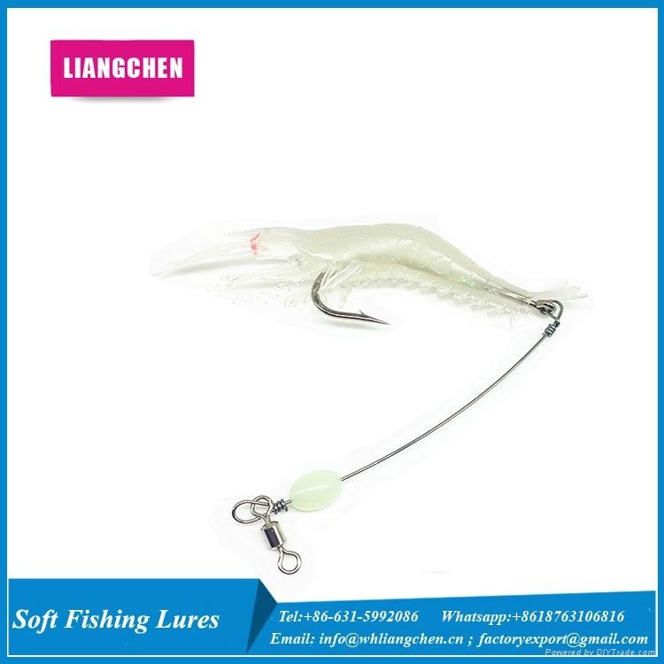 Free Shipping 9.5cm 6g Soft Lure Shrimp Luminous Prawn Bait  5