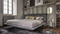 Industrial style fabric wood frame leather bed  1