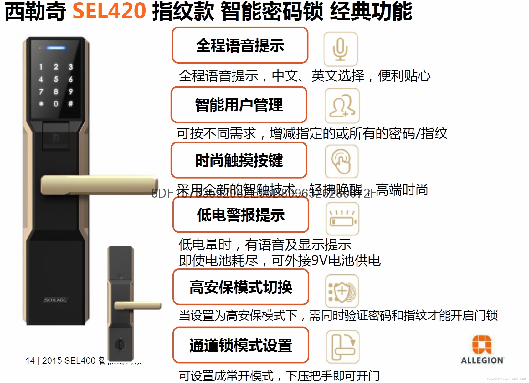 美國原裝進口SHCLAGE家用指紋密碼鎖 5