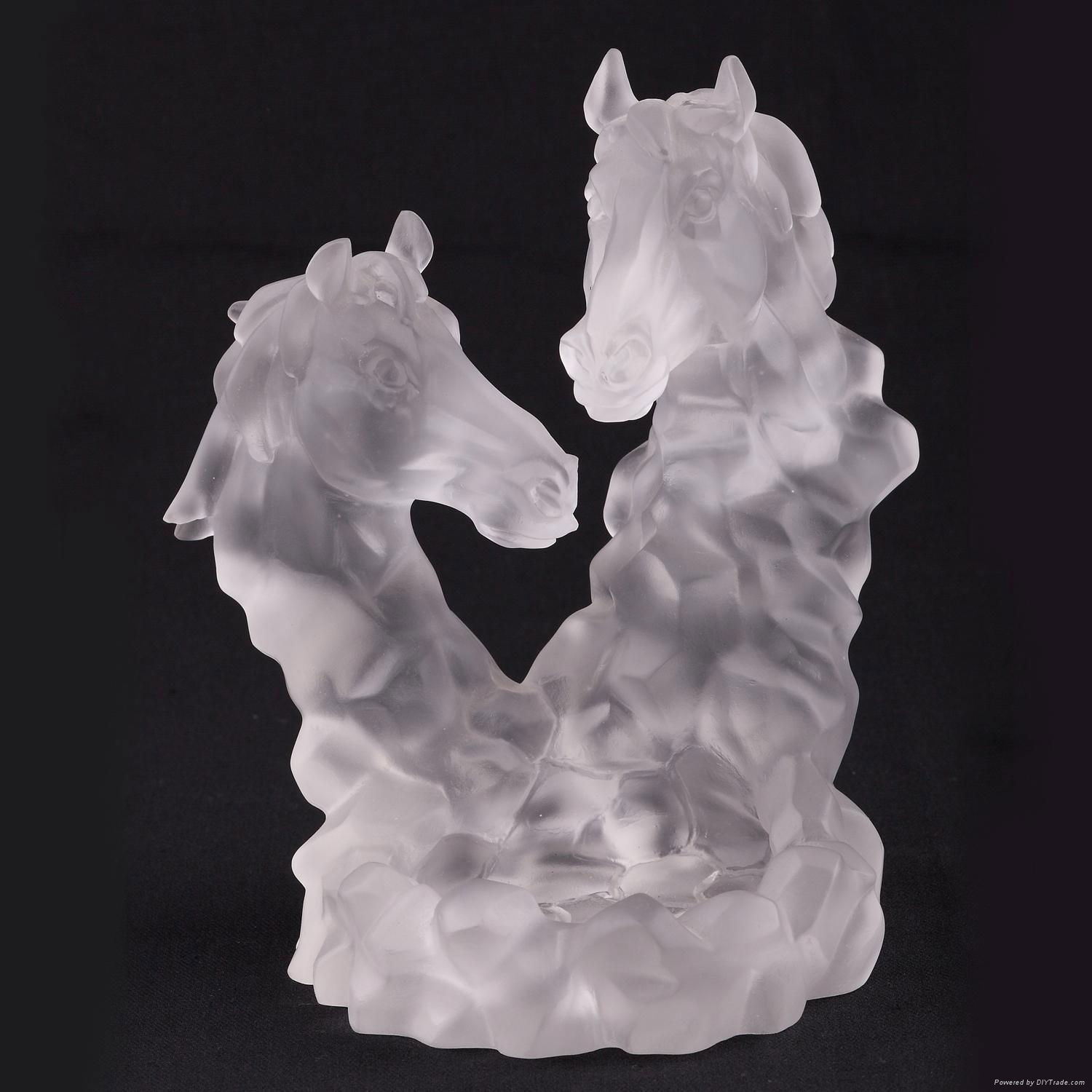 pate-de-verre luli/crystal standing horse figurine 3