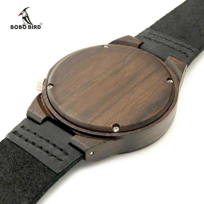 Create your own brand men genuine leather belt wooden watch MOQ 1pcs 5