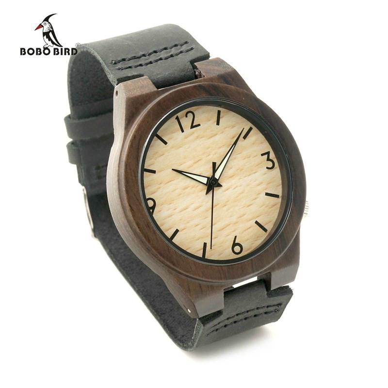 Create your own brand men genuine leather belt wooden watch MOQ 1pcs 2