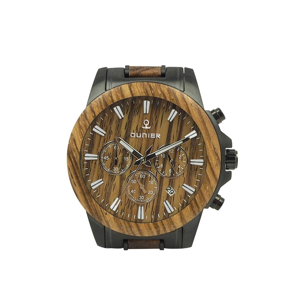 Luxury stainless steel zebra wood watch with fashion wood box packing  3
