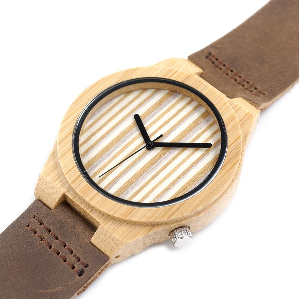 Fahison eco-friendly leather strap japan 2035 movement bamboo watch for men 4