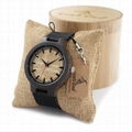 Hot In Stock Wood Watch With Custom Engraving Brown Leather Quartz Clock OEM wat 1