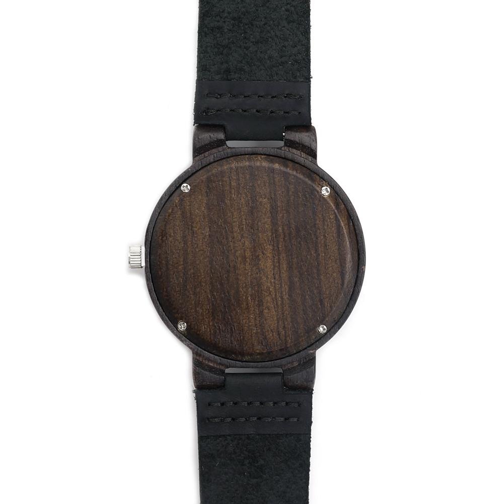 Hot In Stock Wood Watch With Custom Engraving Brown Leather Quartz Clock OEM wat 4