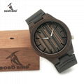 Leather strap japanese 2035 movement ebony wood watch