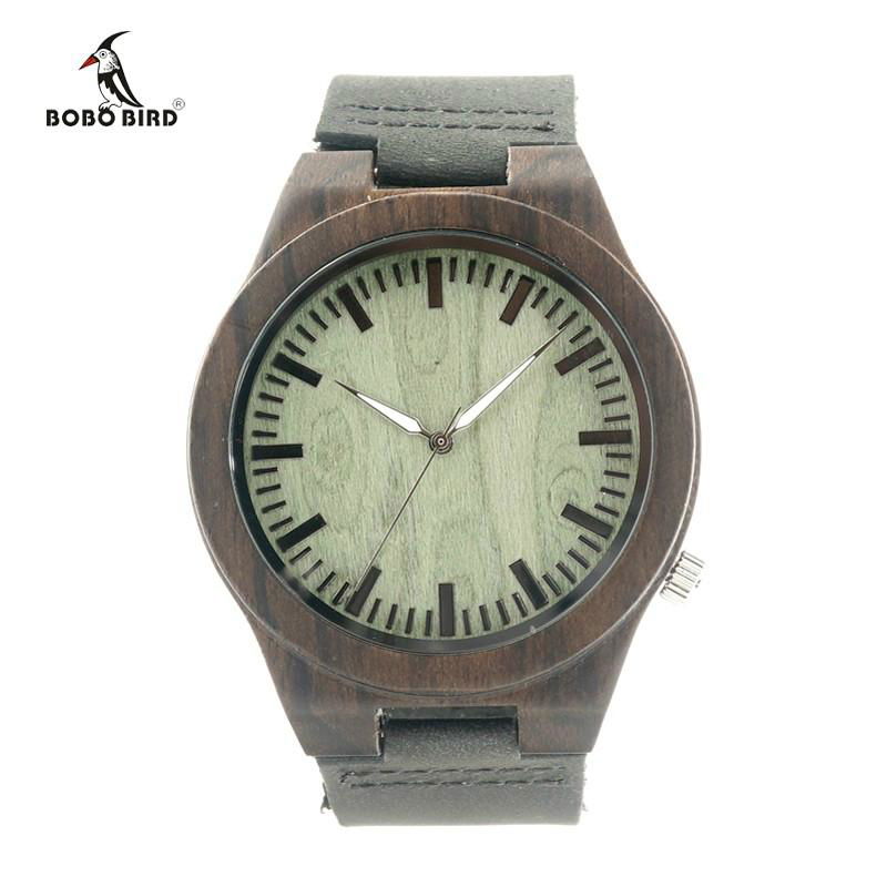 Big watch dial with soft watch band natural wood watch with wooden box packing 