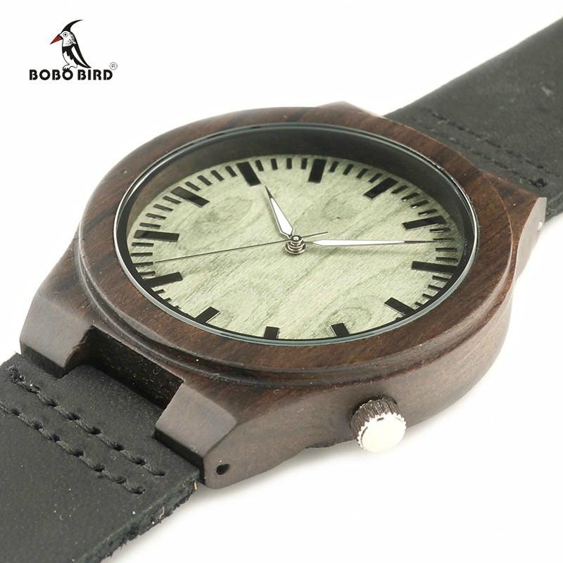 Big watch dial with soft watch band natural wood watch with wooden box packing  4