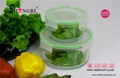 round glass food storage container with