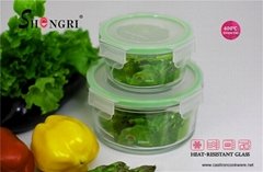 round glass food storage container with locklid