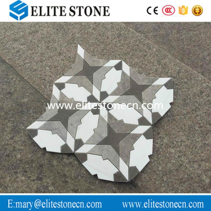 Hot Selling Fashion Design Flower Pattern Marble Mosaic Tile