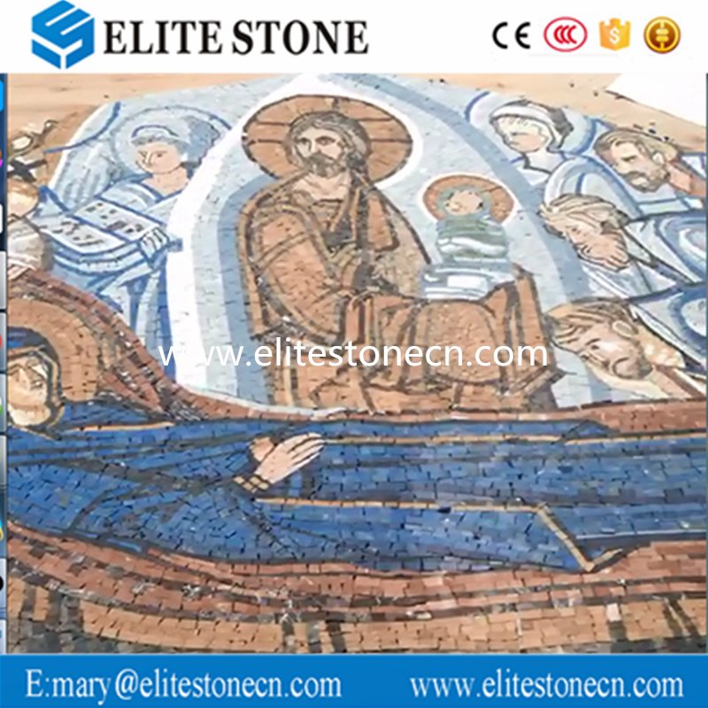 Handmade Mosaic Mural Religious Wall Tiles Decoration Marble Mosaic