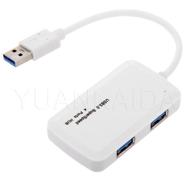 Portable 4-port USB 3.0 hub is white 5