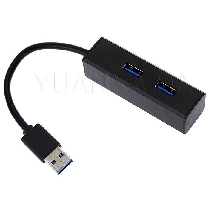 Aluminum 2-Port USB 3.0 HUB Black 5