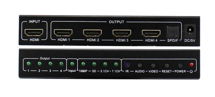 HDMI Splitter Toslink Edid 1 x 4 3