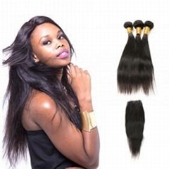 100% unprocessed Brazilian Straight Hair Weave 3 Bundles 