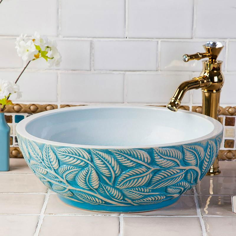 Restaurant Luxury Handmade European Style Kitchen Ceramic Countertop Wash Basin 4